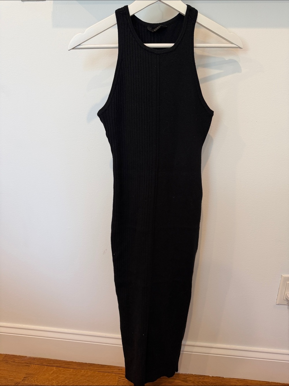 Guess Black Ribbed Maxi Dress with Tank Neck